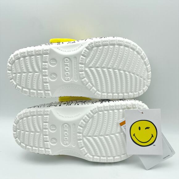 Crocs Kids Smiley World Clog US Juniors 4 EU 36-37 White Yellow NWOB - Picture 11 of 12
